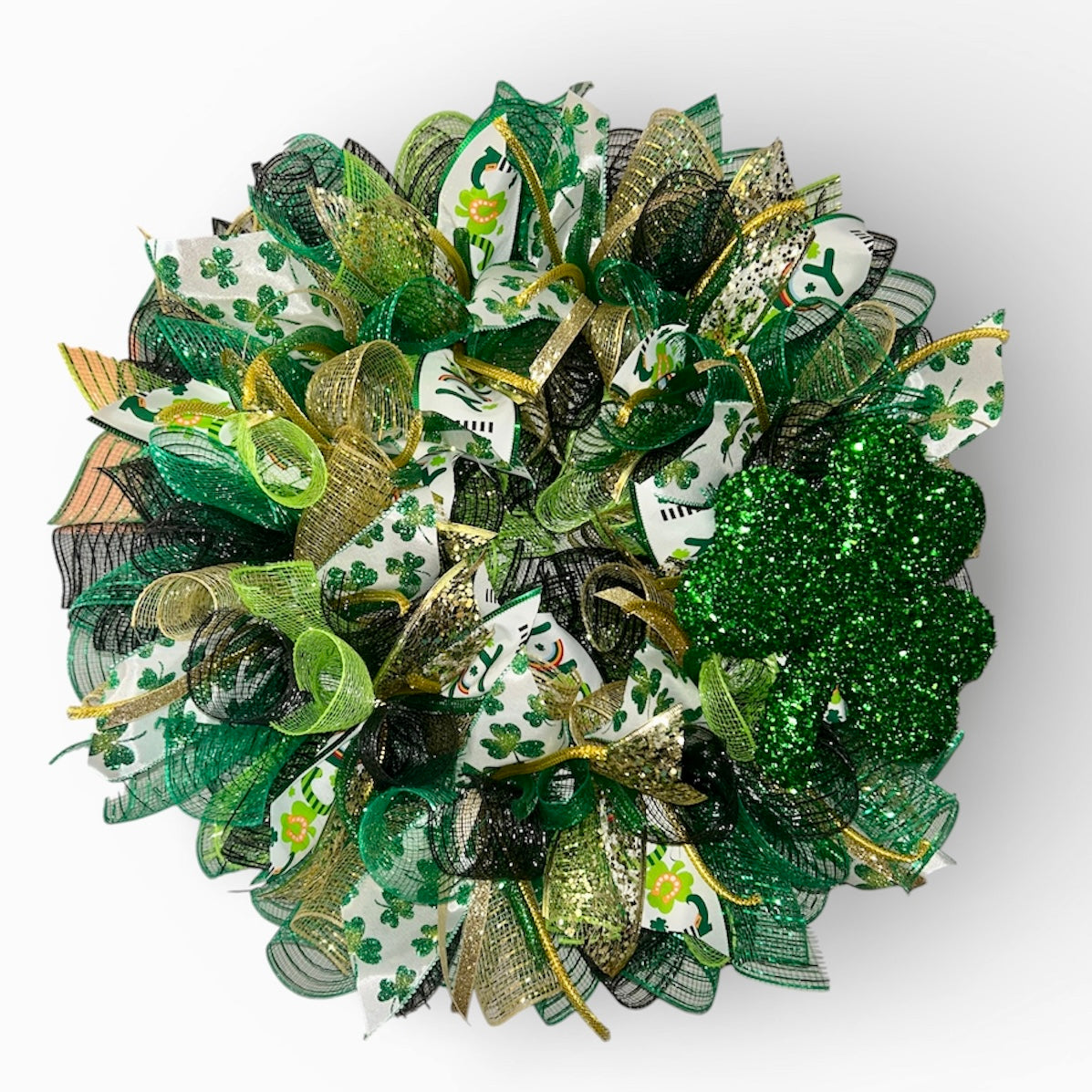 🍀 St. Patrick’s Day Mesh Wreath | 19–20 Inch 🍀