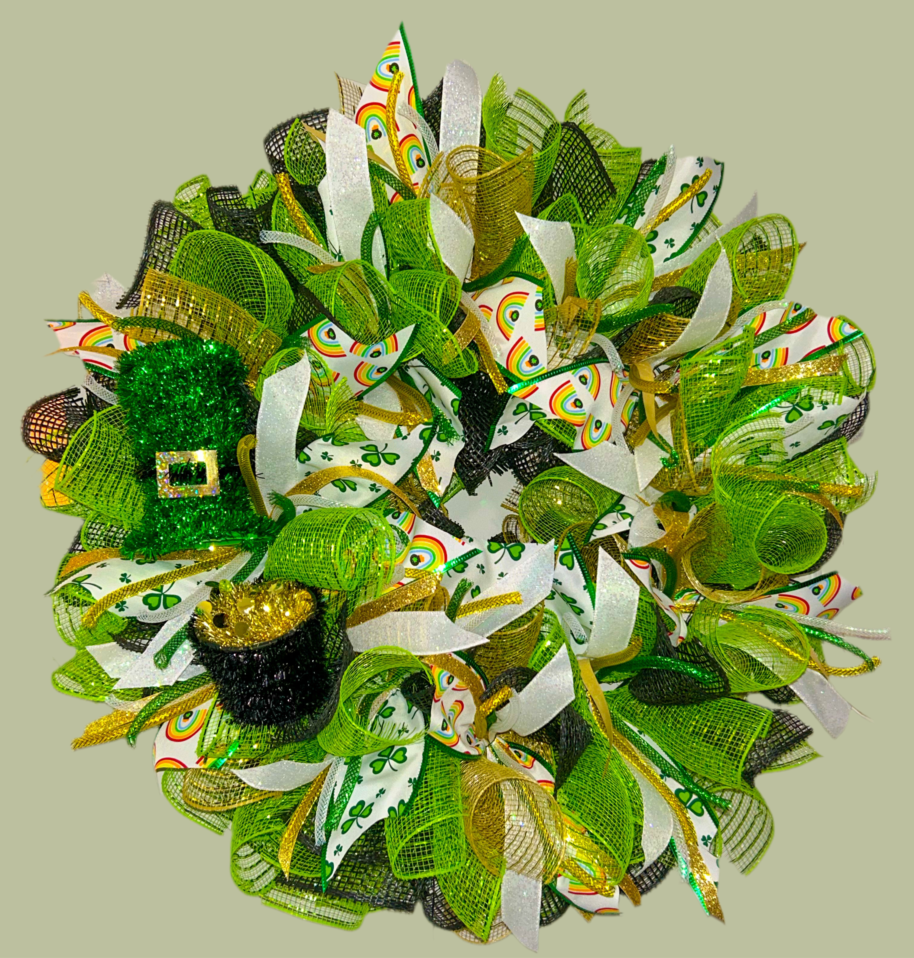 🍀 St. Patrick’s Day Mesh Wreath | 19–20 Inch 🍀