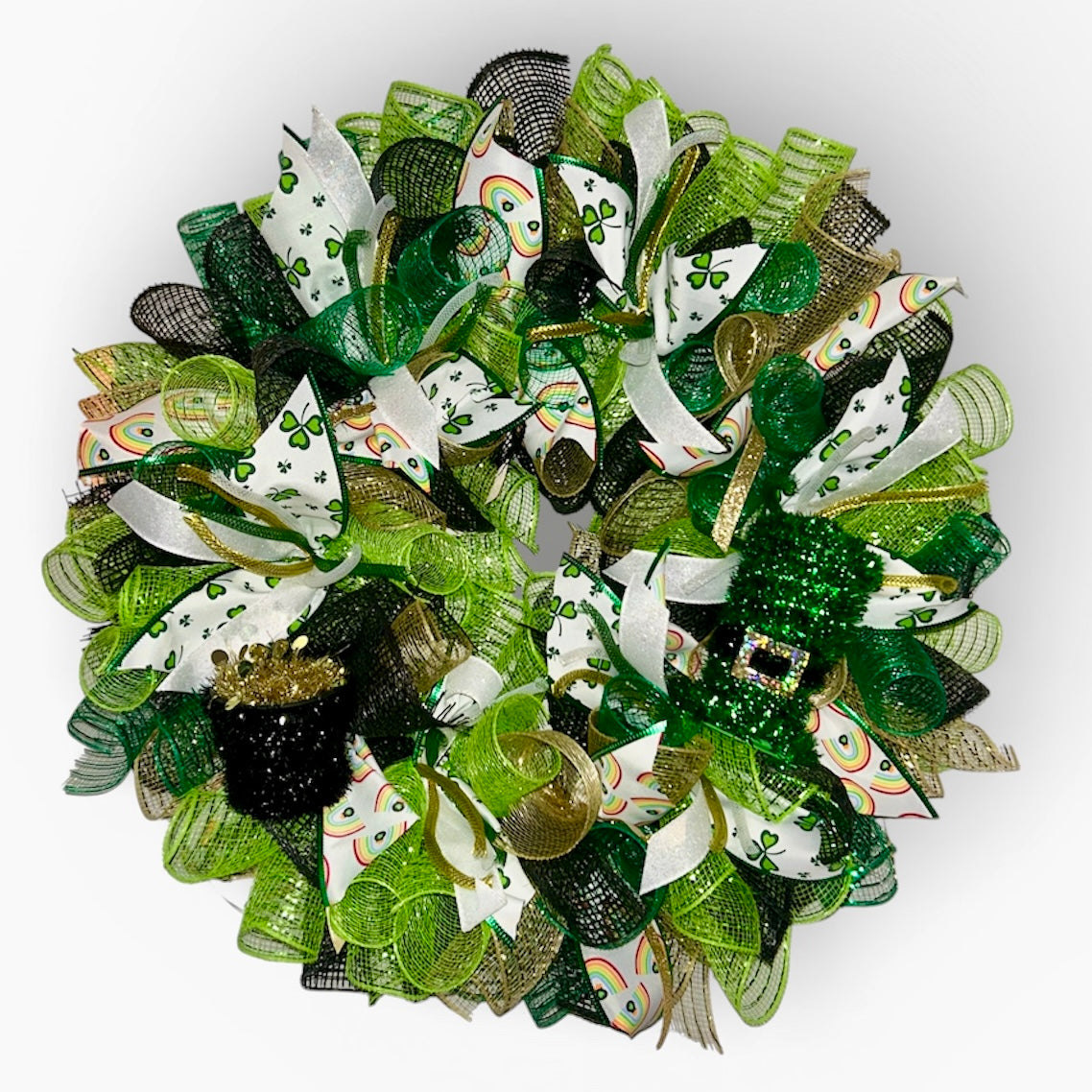 🍀 St. Patrick’s Day Mesh Wreath | 19–20 Inch 🍀