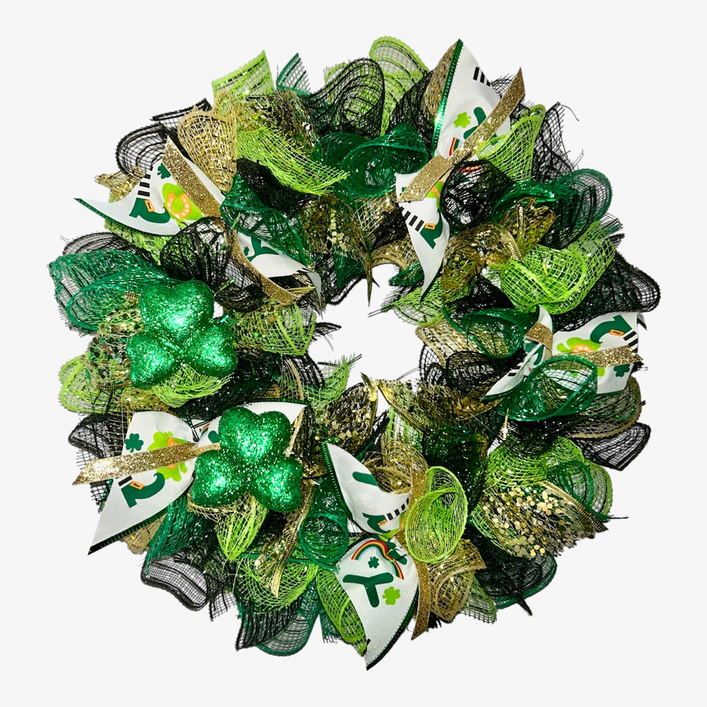 🍀 St. Patrick’s Day Mesh Wreath | 19–20 Inch 🍀