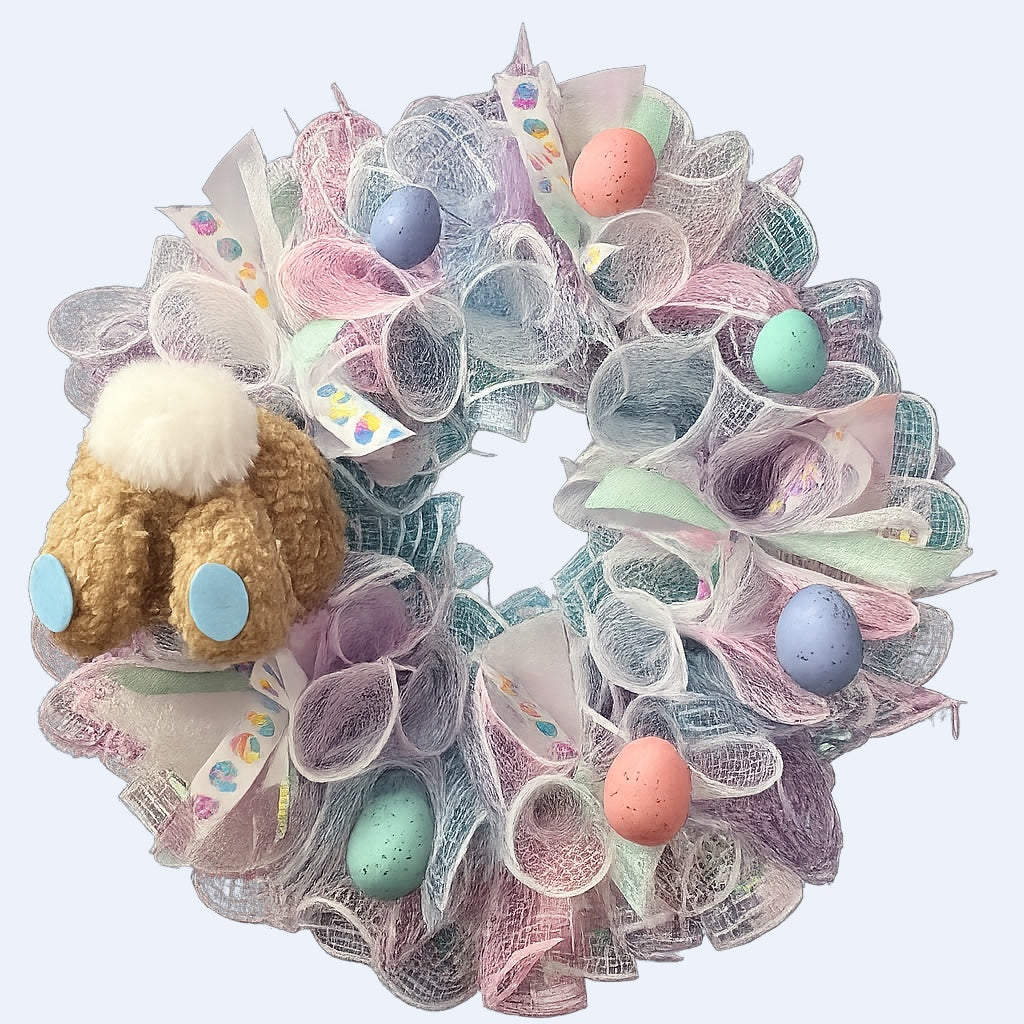 🐰 Mini Bunny Butt Easter Wreath – 12” Fluffed