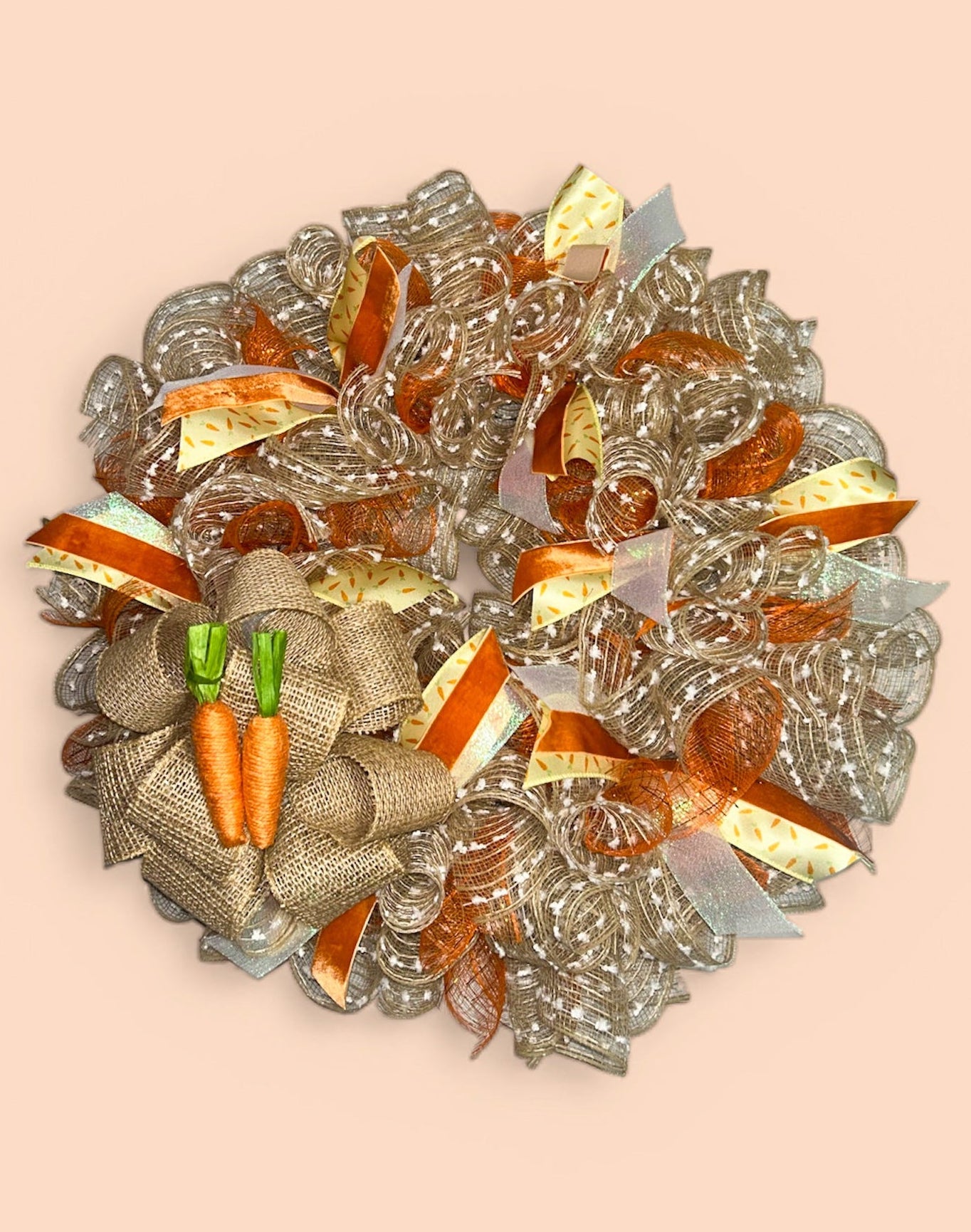 🥕 Carrot Patch Easter Wreath – 19” Fluffed